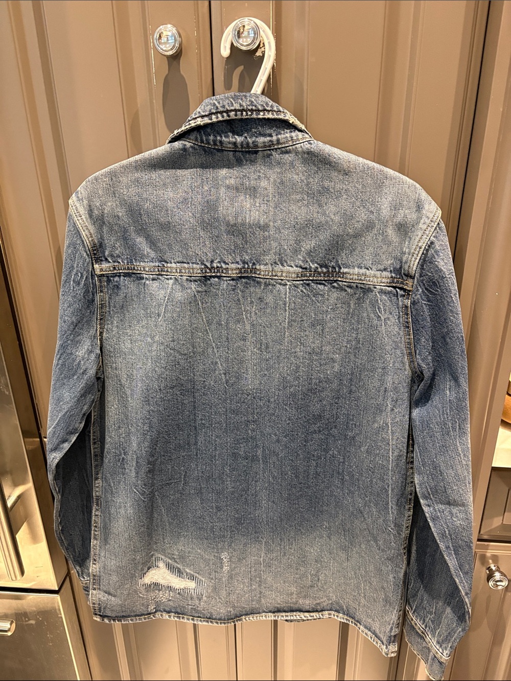 Zara Washed Blue Distressed Denim Jacket - Picture 3 of 3